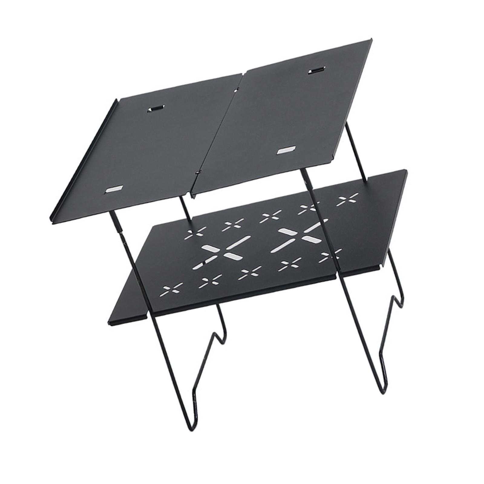 Двухскладной походный стол Двухслойный алюминиевый стол Стол для кемпинга пикников Портативный стол Стол для кемпинга Пляжный стол чёрный